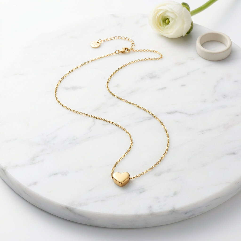 Collier stainless steel doré avec pendentif cœur